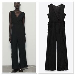Zara Textured Black Jumpsuit